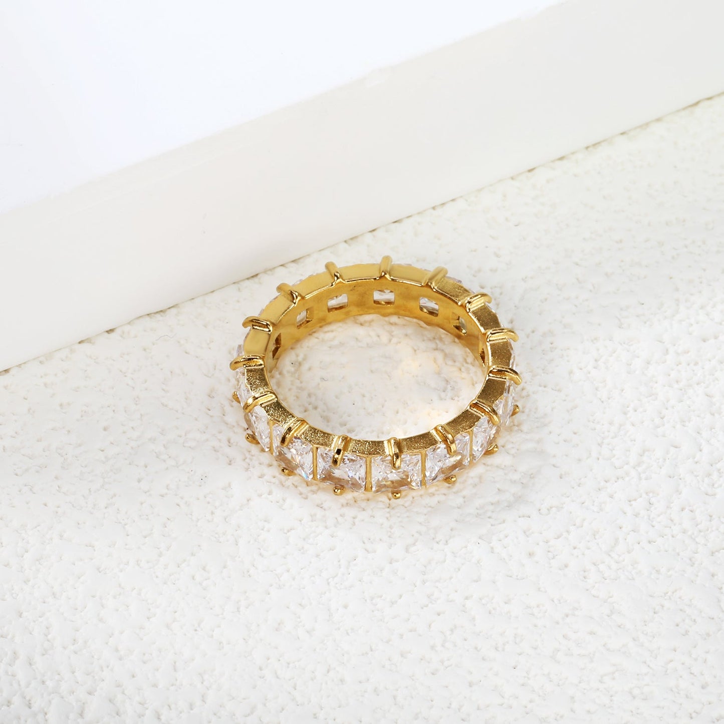 ✨ Wholesale 4mm square white/purple/red/pink zirconium solitaire ring gold color