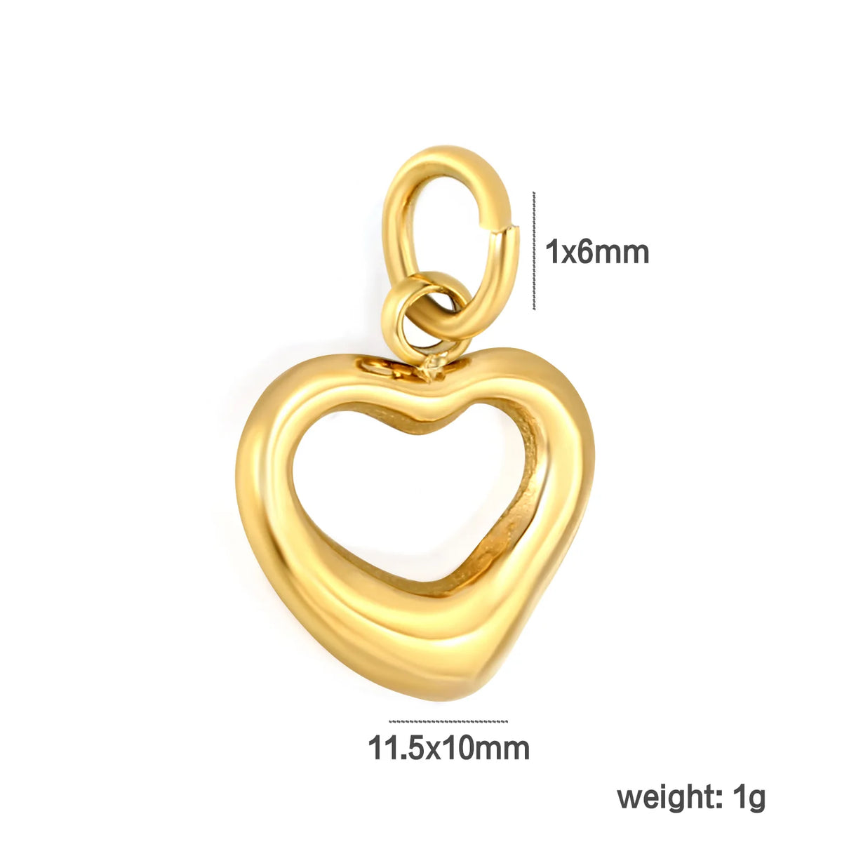 Hollow Open Heart Charm | 18K Gold Plated Stainless Steel Pendant