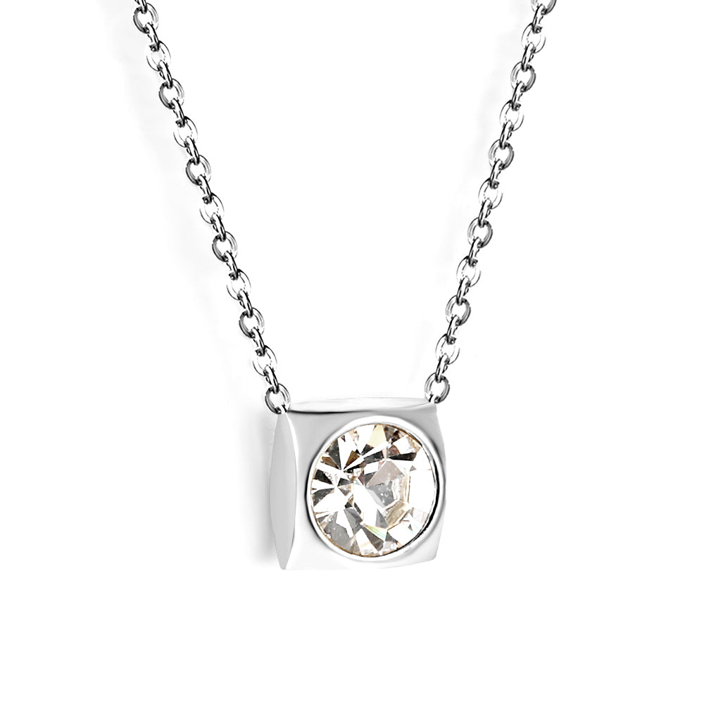 Necklace with 5 colors in square setting 42+5cm