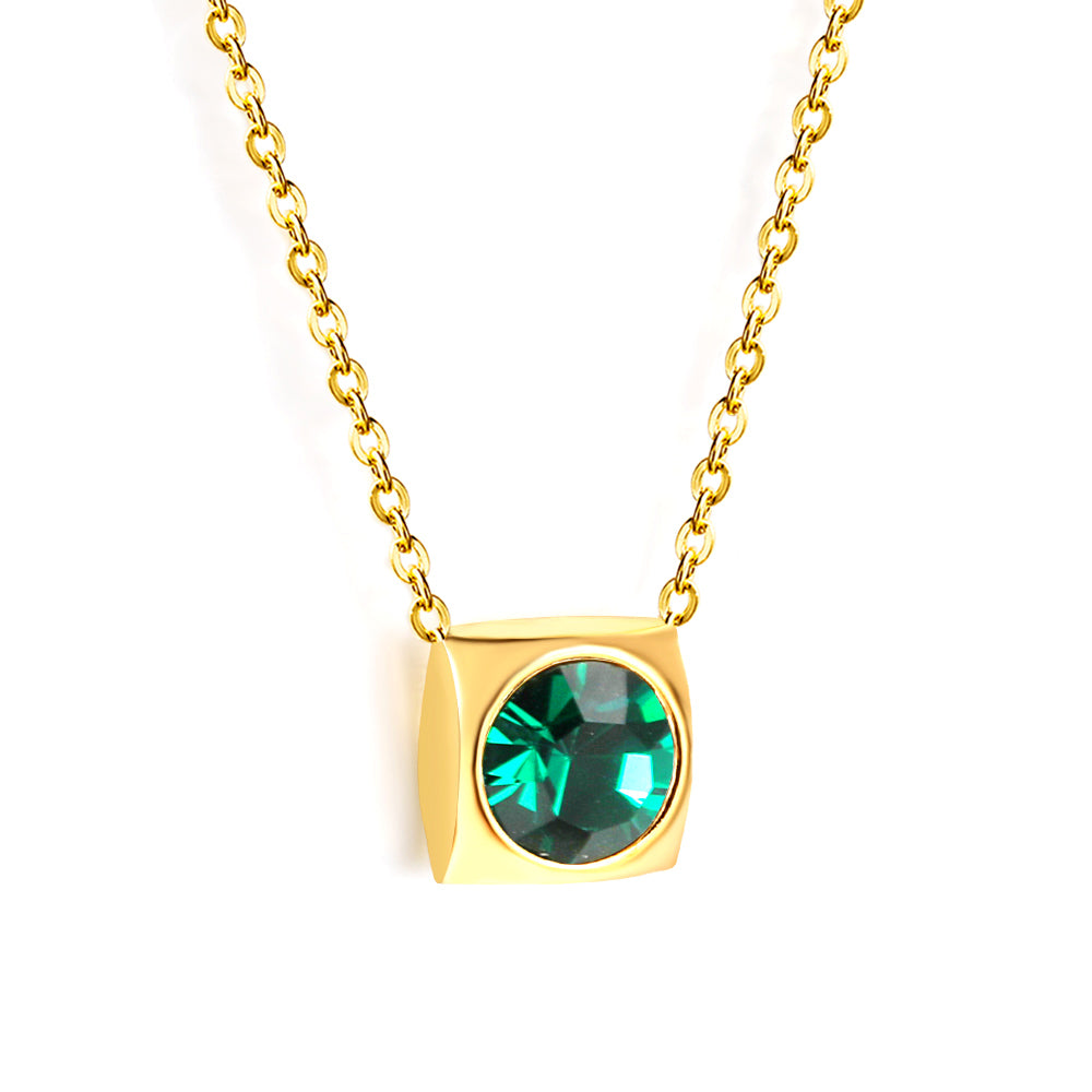 Necklace with 5 colors in square setting 42+5cm