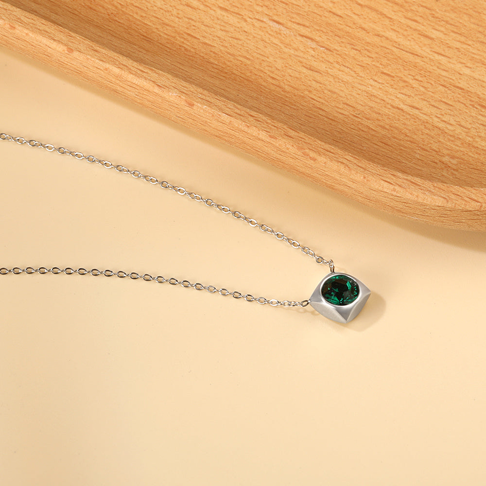 Necklace with 5 colors in square setting 42+5cm