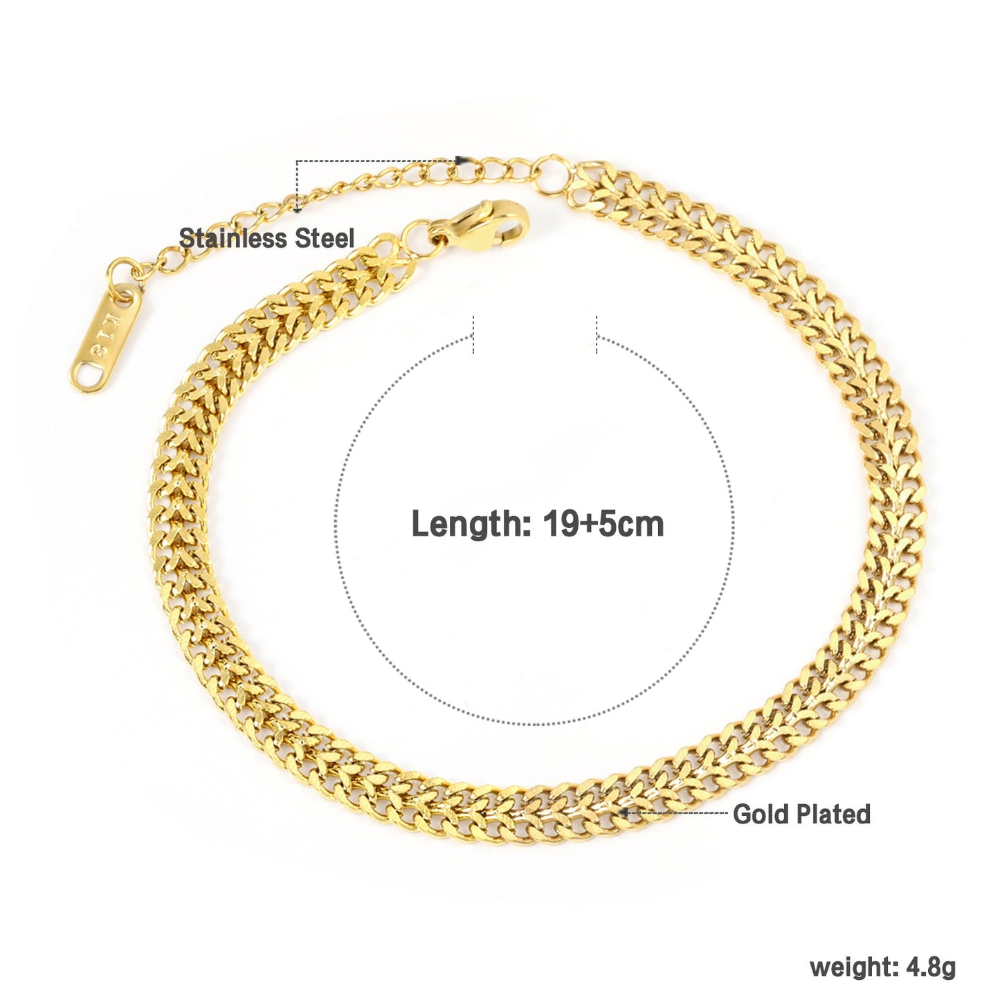 Wholesale Double Spell Matching Chain Bracelet 19+5cm Golden