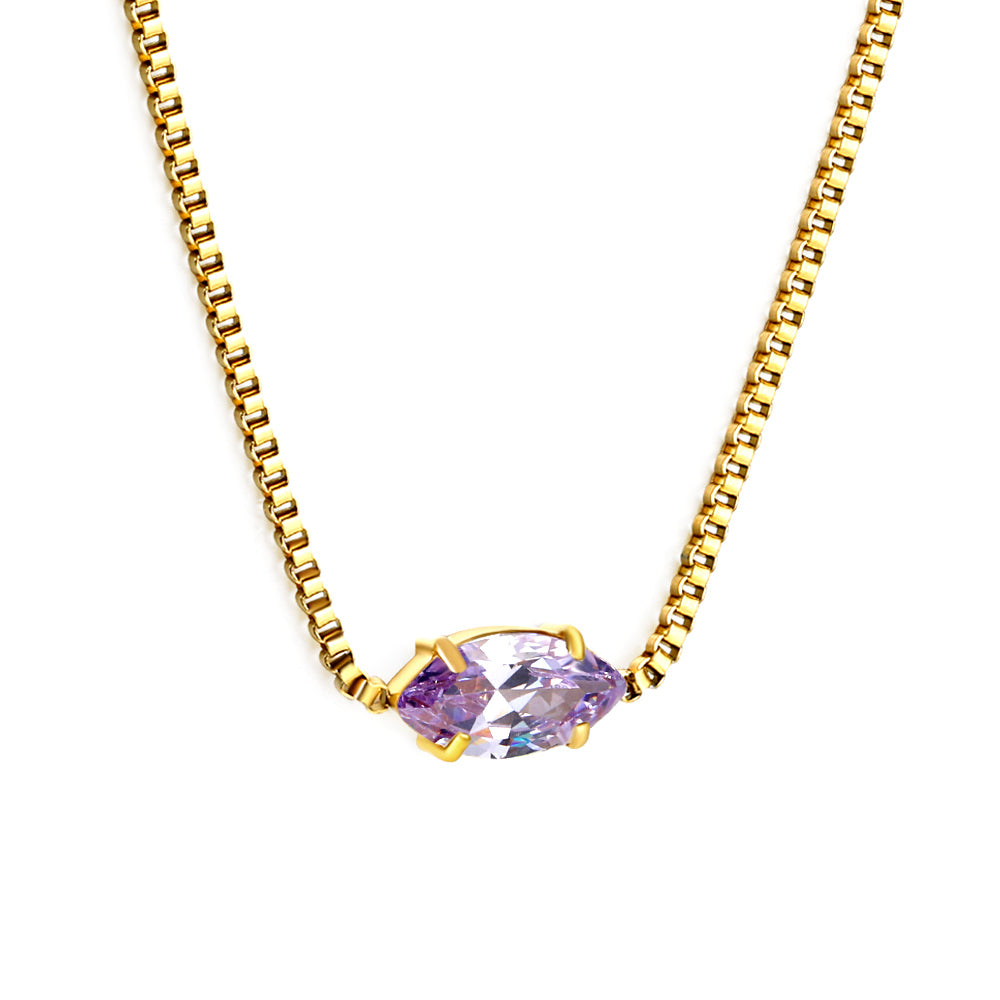 2024 New year 12 different colors diamond pendant necklace 42+5cm