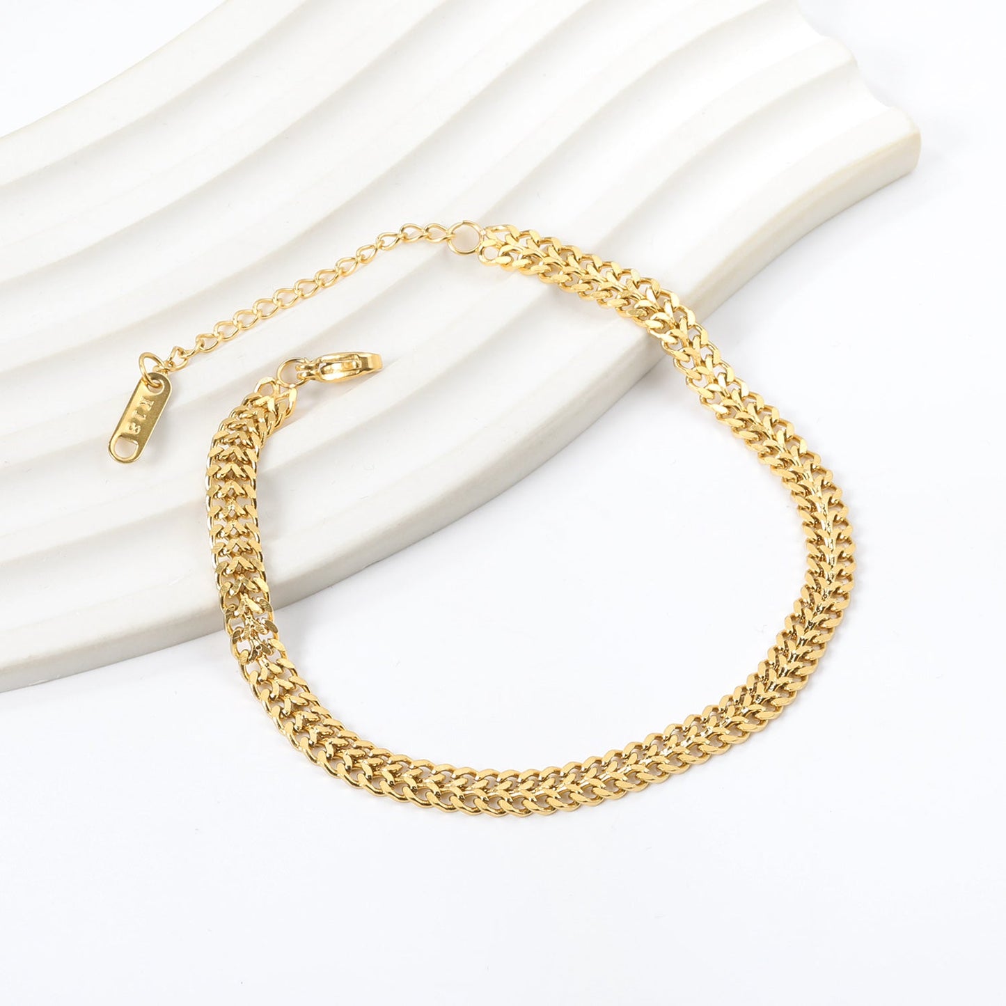 Wholesale Double Spell Matching Chain Bracelet 19+5cm Golden