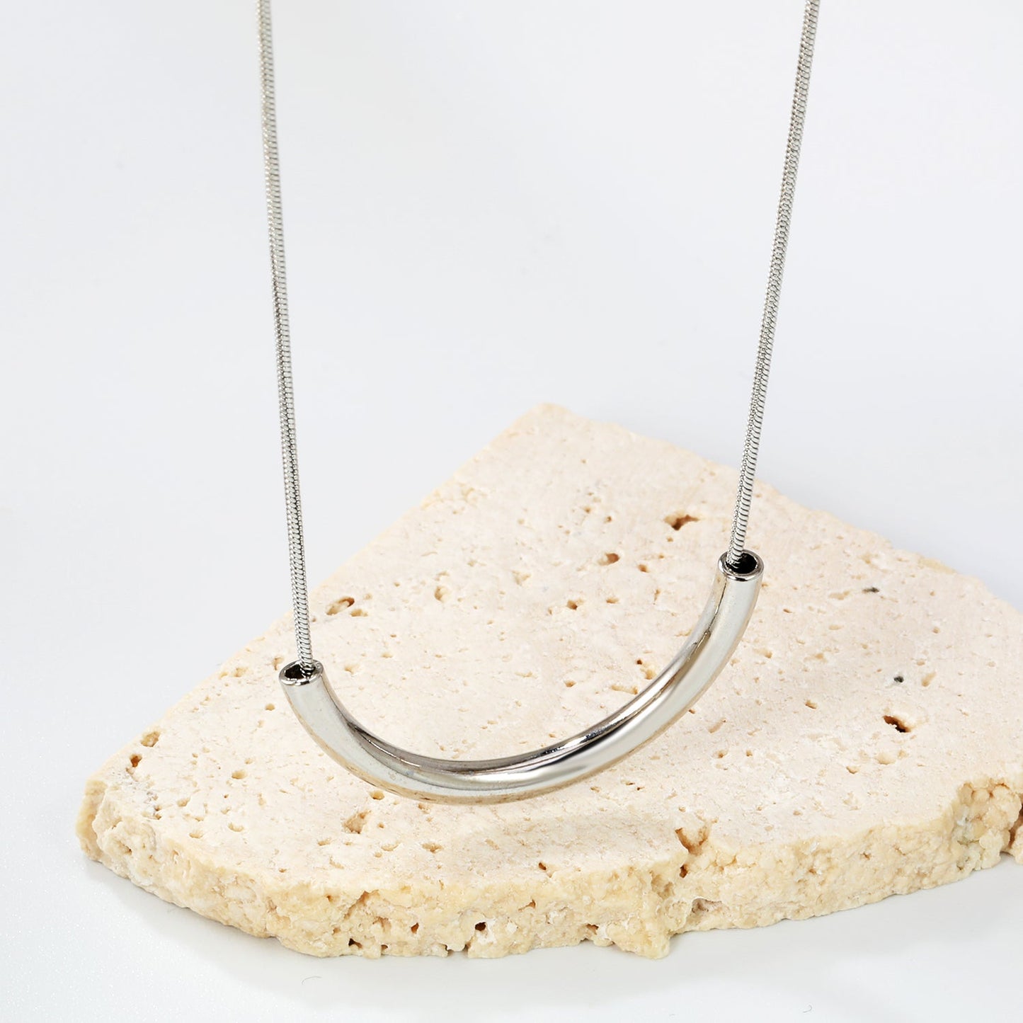 Wire 3*width 32*height 16.3mm flat U-shaped pendant necklace 40+5cm steel color/golden color