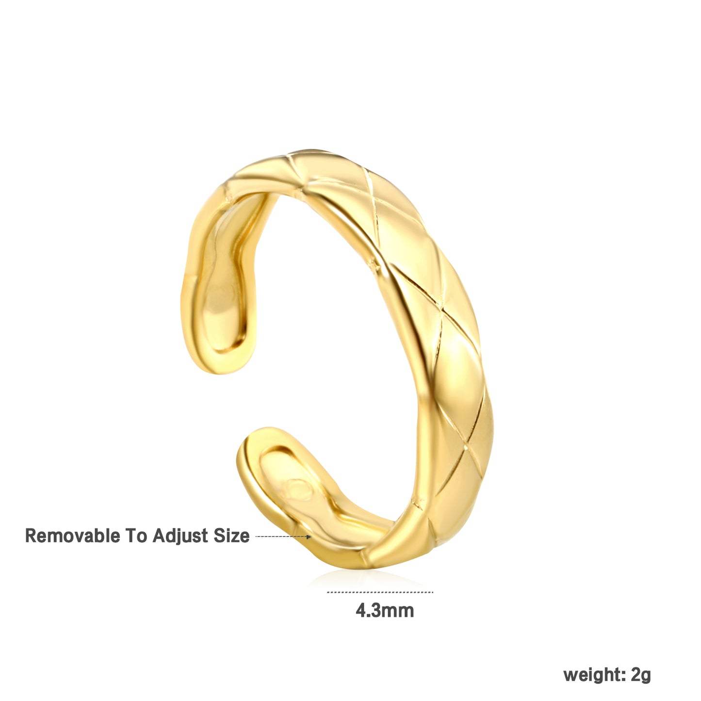 Stainless Steel 4.3mm Rings Vintage Copper Gold-plated Geometric Opening Adjustable Ring