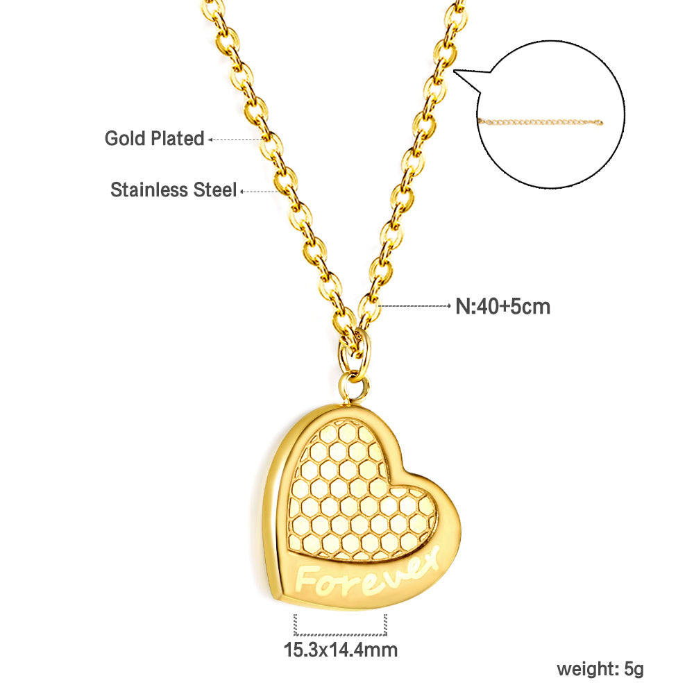 2024 New Year Forever Heart Mesh Pendant Necklace 40+5cm