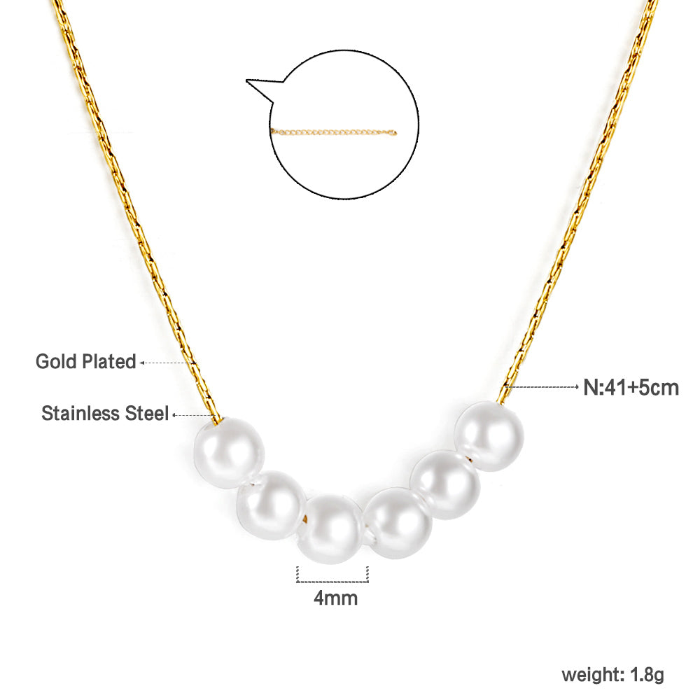 2024 New Year 6 White Pearls Pendant Necklace 41+5cm