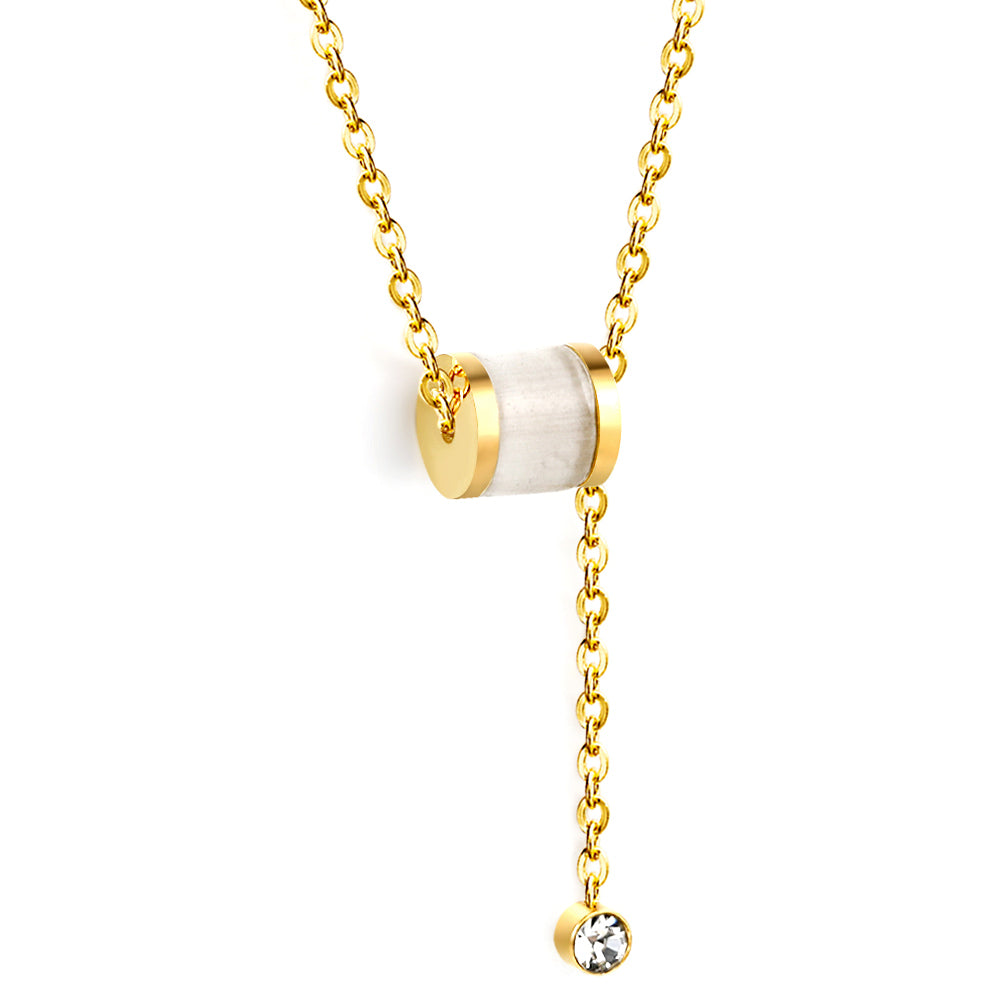 2024 New Year's 4 Circles & 1 Cylinder Accessory Pendant with Diamond Necklace 50cm