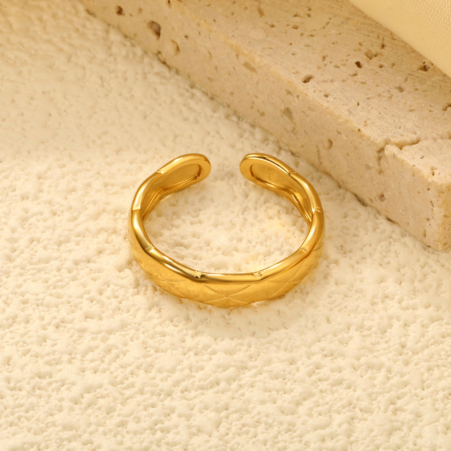 Stainless Steel 4.3mm Rings Vintage Copper Gold-plated Geometric Opening Adjustable Ring