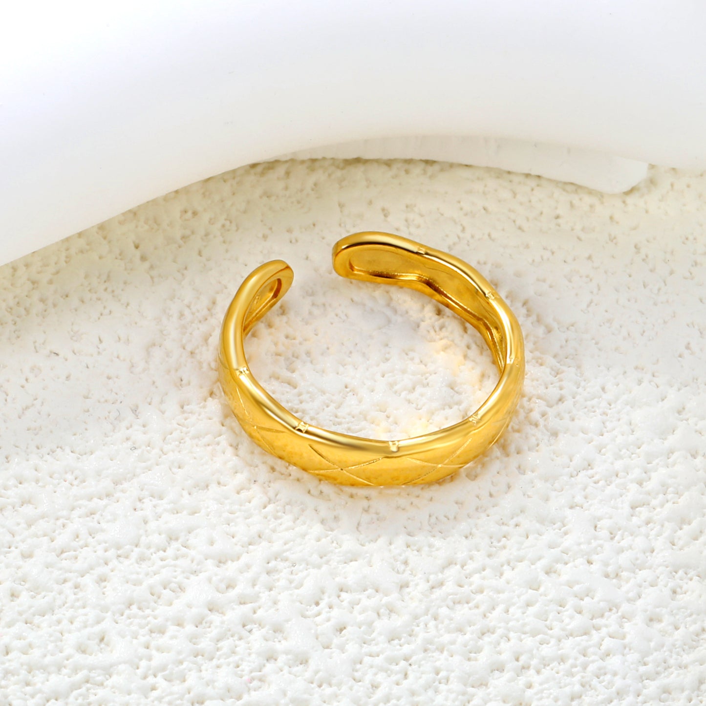 Stainless Steel 4.3mm Rings Vintage Copper Gold-plated Geometric Opening Adjustable Ring