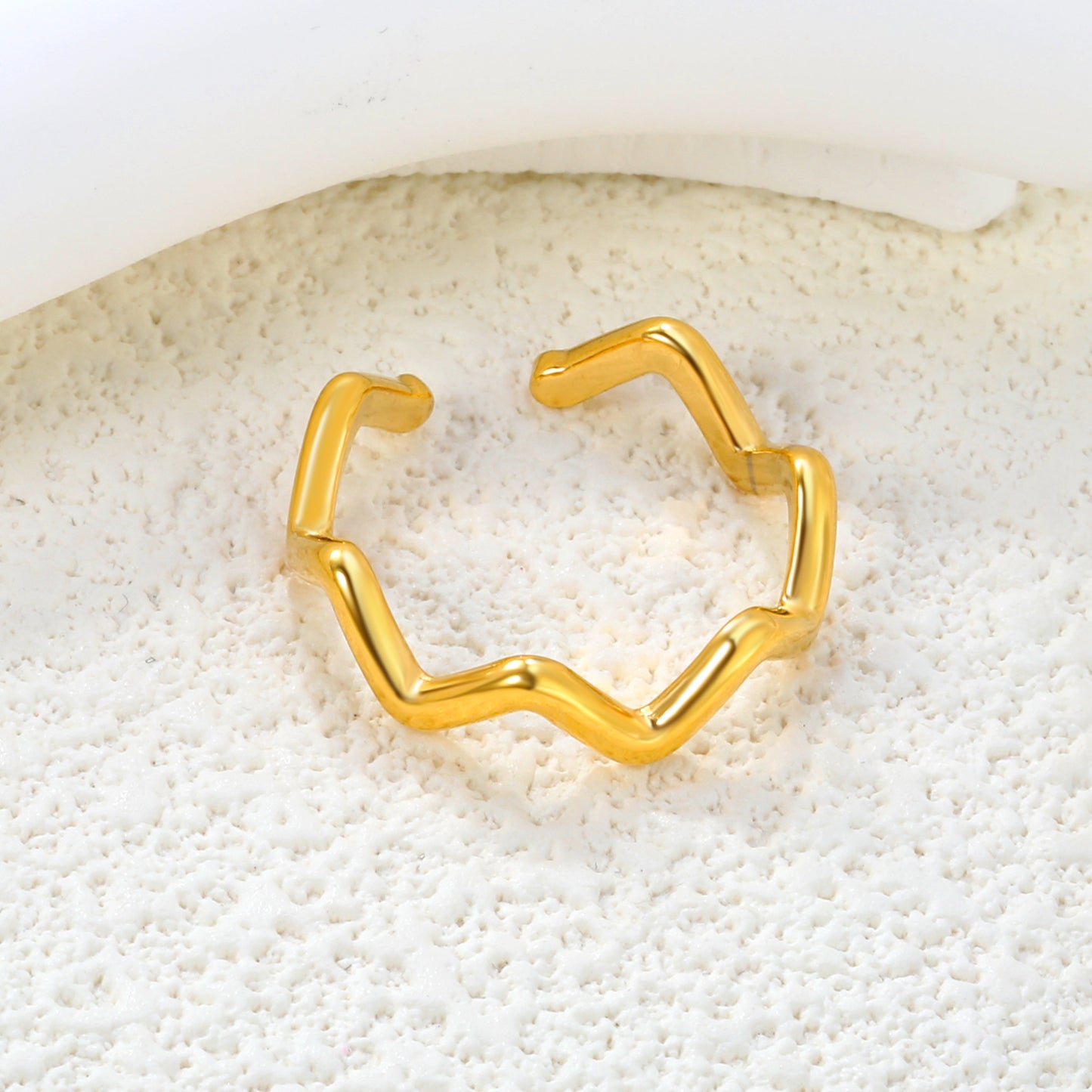 1.8mm Elegant Stainless Steel Ring Royal Fashion Adjustable Simple Wavy Shapering