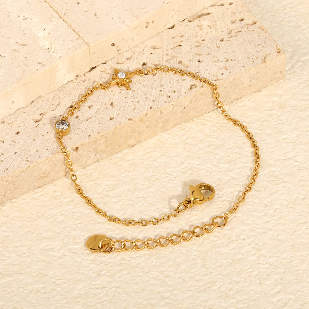 Chic Ethereal North Star Zircon Bracelet Wholesale | 18K Gold Plated | MOQ 12