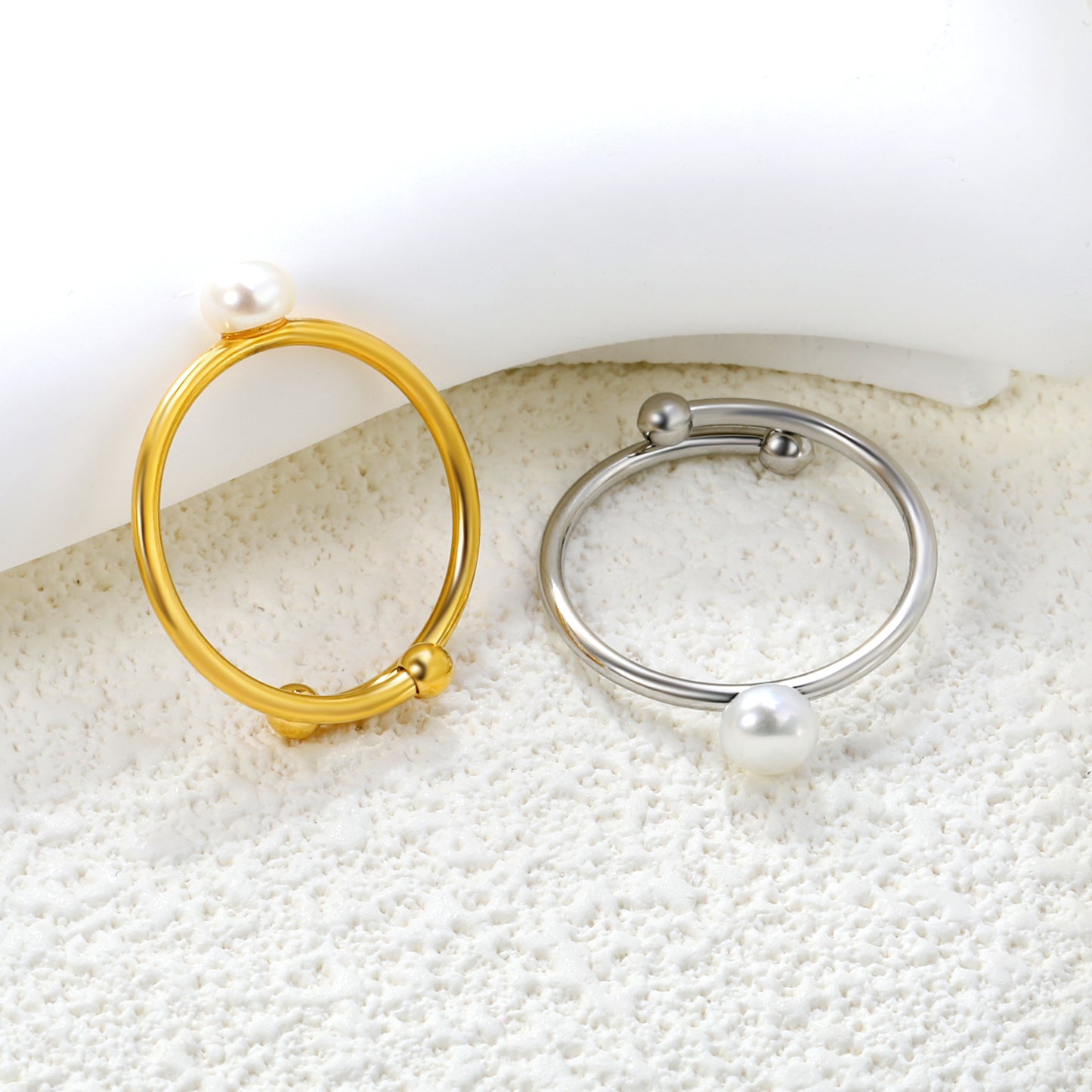 4.8mm Jewelry Ring Freshwater Pearl Ring Fashion Jewelry Ring Pearl Twist Adjustable Ring