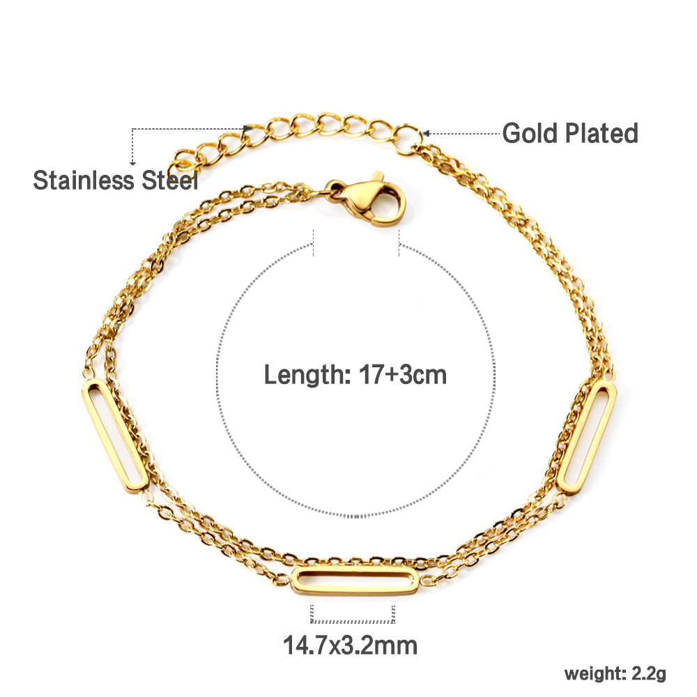 Wholesale 3 oblong circle accessories + matching chain double hand chain 17+3cm
