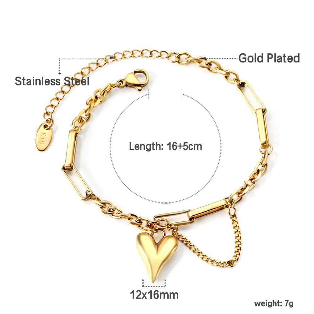 2024 New Year Long Heart Accessory Bracelet 16+5cm