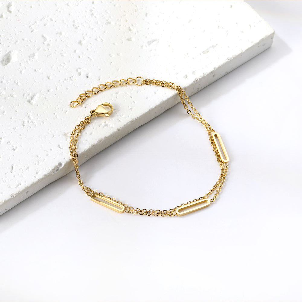 Wholesale 3 oblong circle accessories + matching chain double hand chain 17+3cm