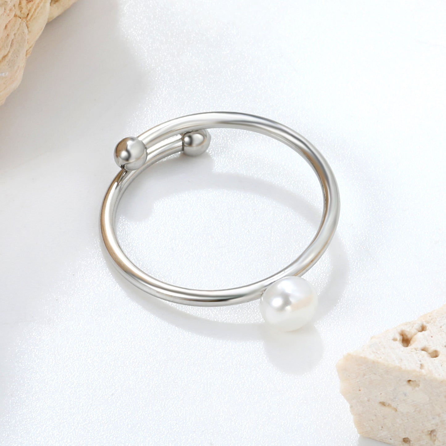 4.8mm Jewelry Ring Freshwater Pearl Ring Fashion Jewelry Ring Pearl Twist Adjustable Ring