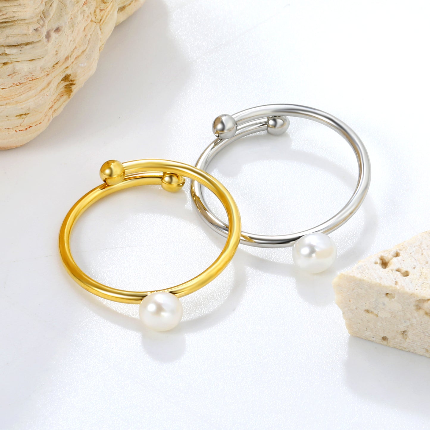 4.8mm Jewelry Ring Freshwater Pearl Ring Fashion Jewelry Ring Pearl Twist Adjustable Ring