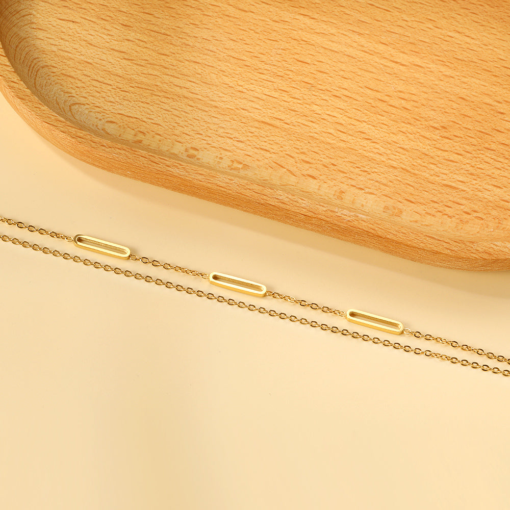 Wholesale 3 oblong circle accessories + matching chain double hand chain 17+3cm
