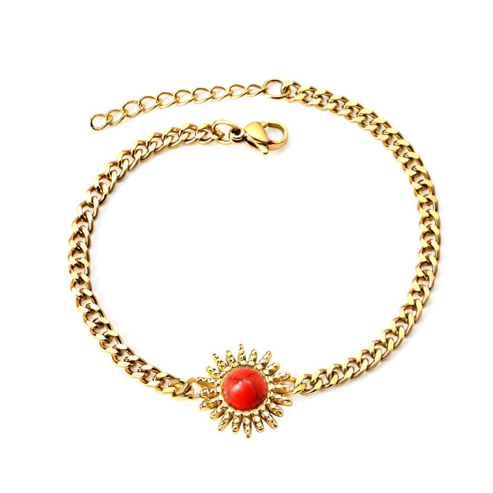 Spring Hot Red Turquoise Sun Accessory Bracelet 17+3cm