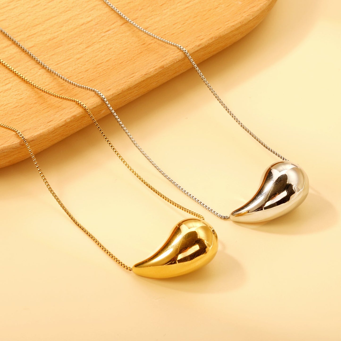 20mm & 25mm Water Drop Oval Pendant Necklace 40+5cm