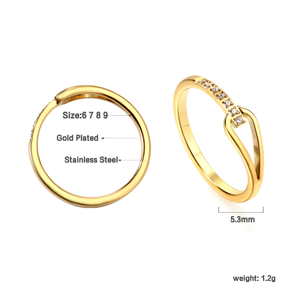 Geometric with diamonds water drop hollowing ring women's hundred finger ring