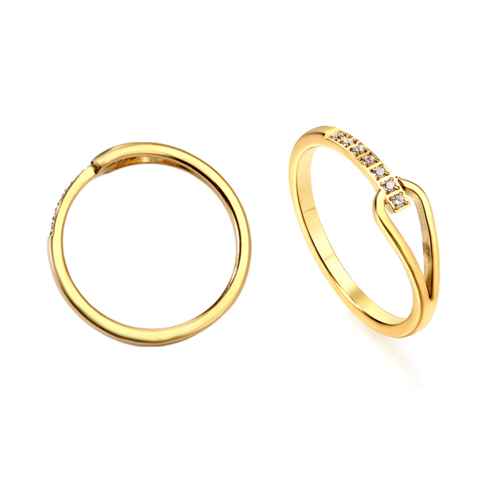 Geometric with diamonds water drop hollowing ring women's hundred finger ring