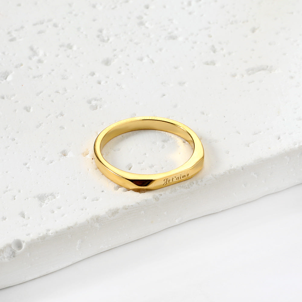 Love you letter ring female niche design fashion personality simple net red pair ring plain ring finger ring