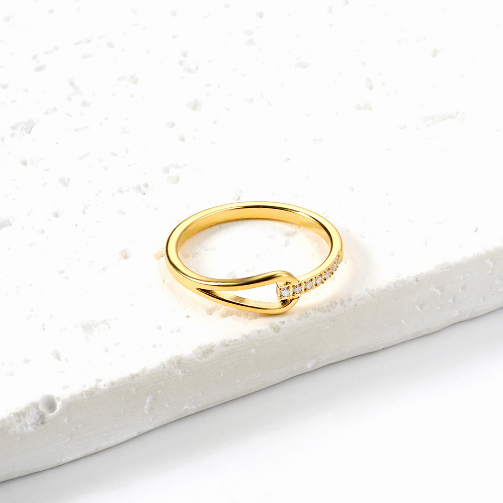 Geometric with diamonds water drop hollowing ring women's hundred finger ring