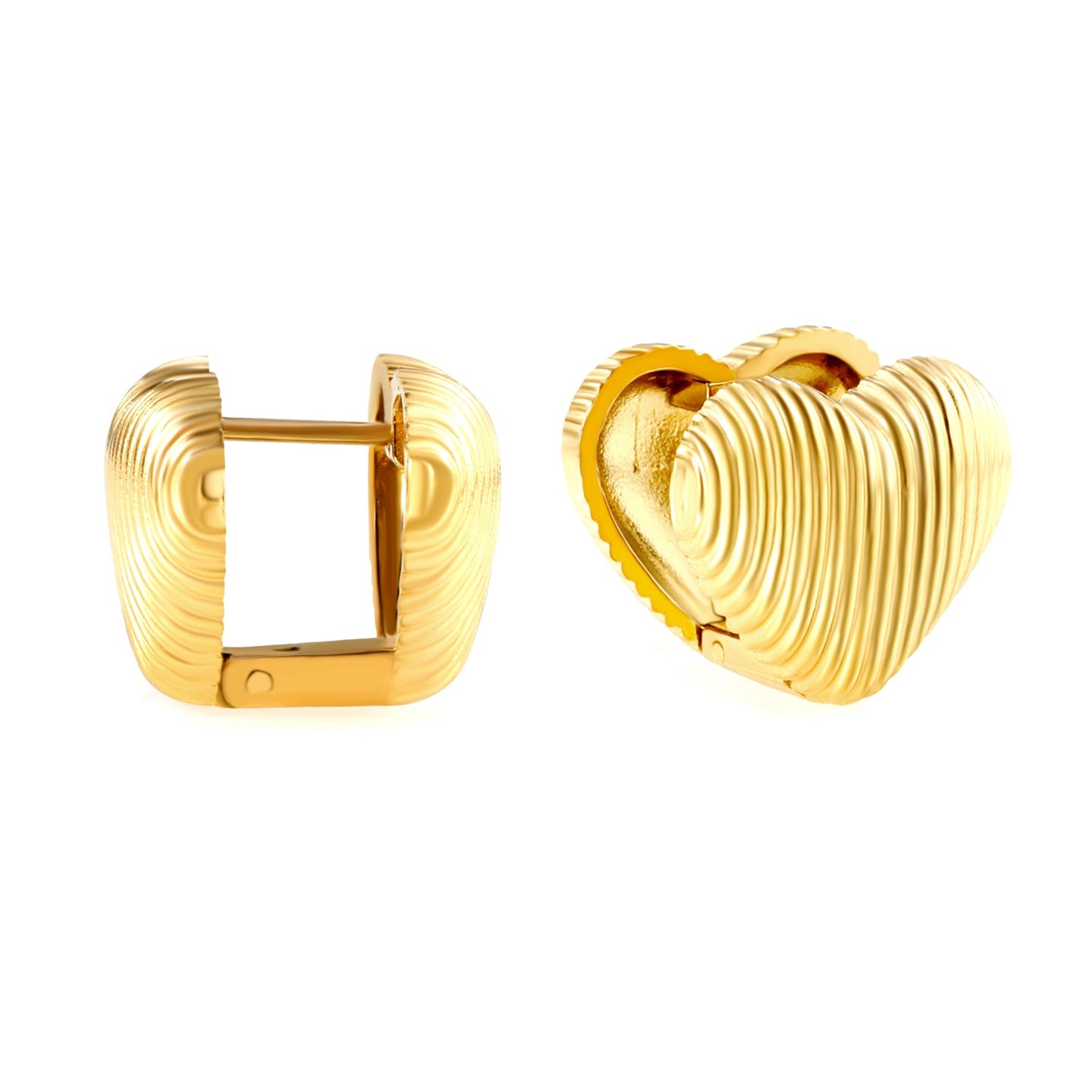 15.4*14mm Vertical Heart Earrings Gold Color
