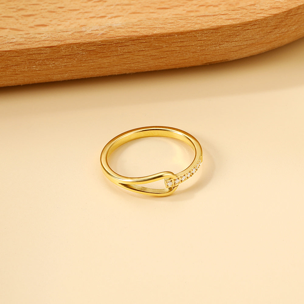 Geometric with diamonds water drop hollowing ring women's hundred finger ring