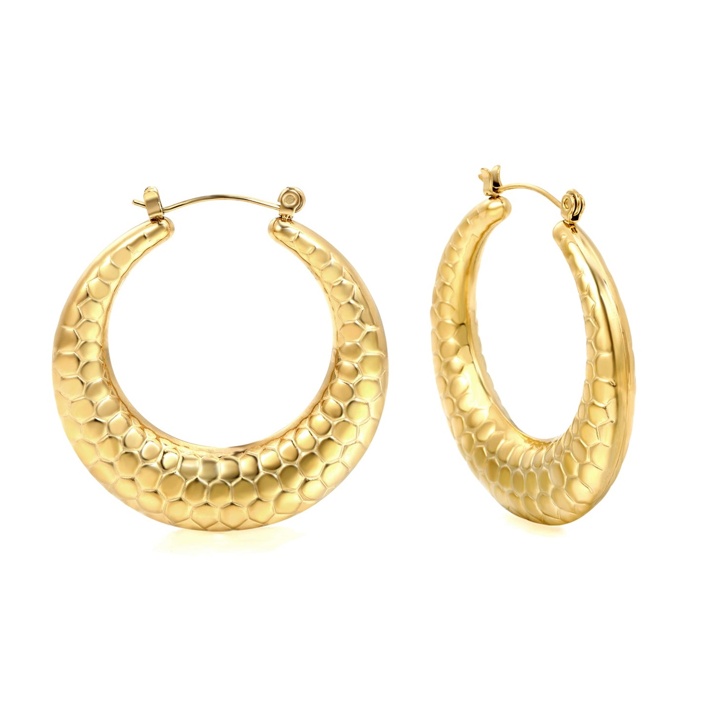 Hollow open round snake earrings 40mm gold color
