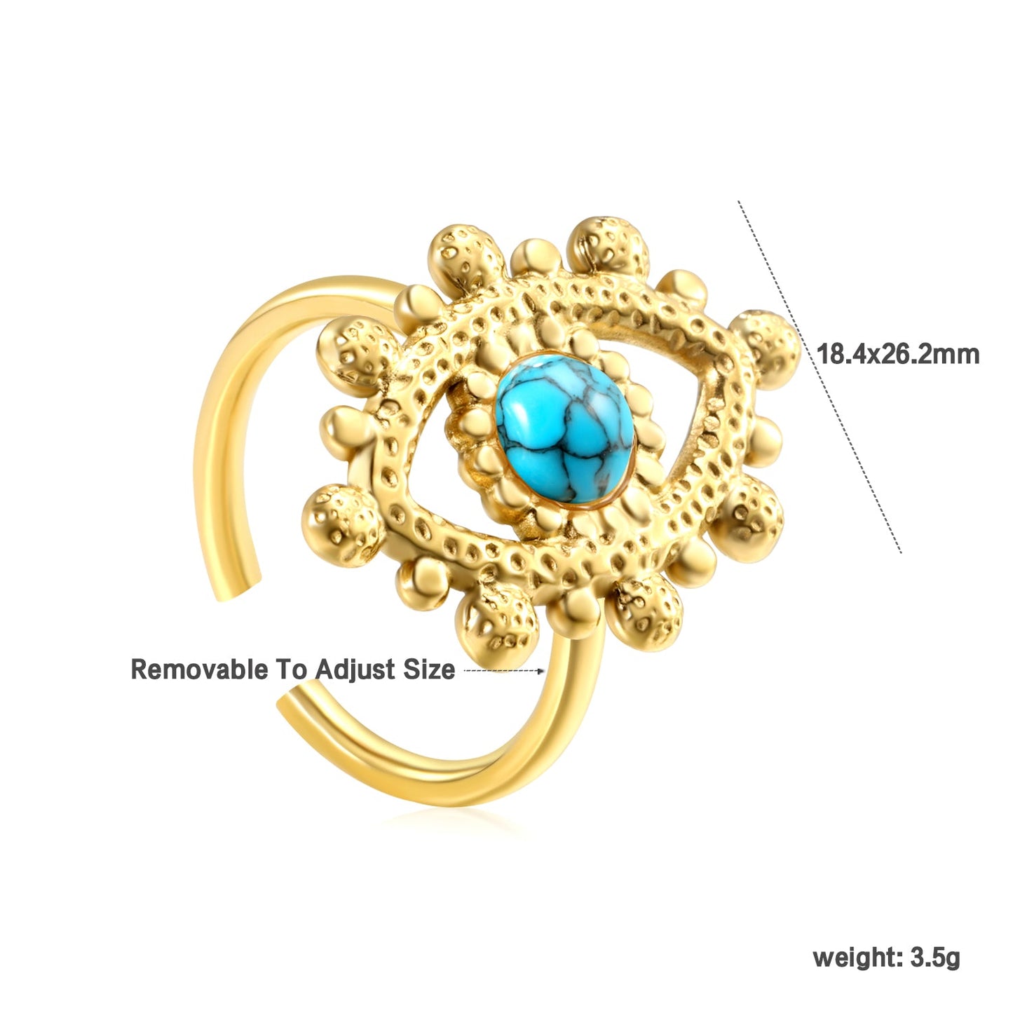 18.4*26.2mm Eye Split Ring Pearl/Turquoise/Malachite/ Golden 8