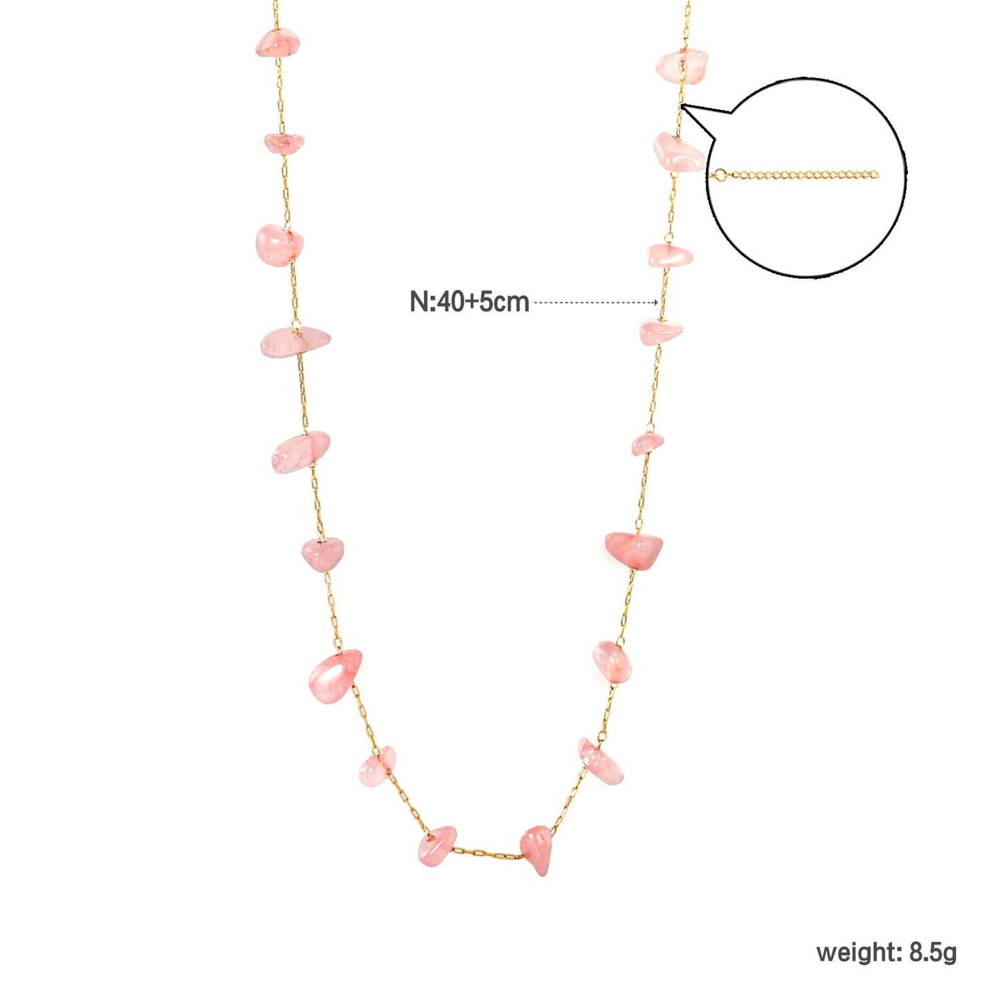 White turquoise/amethyst/pink stone/sky blue stone/turquoise/mixed color stone accessories 0.3 cross elongated chain *40+5cm+6mm round tail plate necklace gold color
