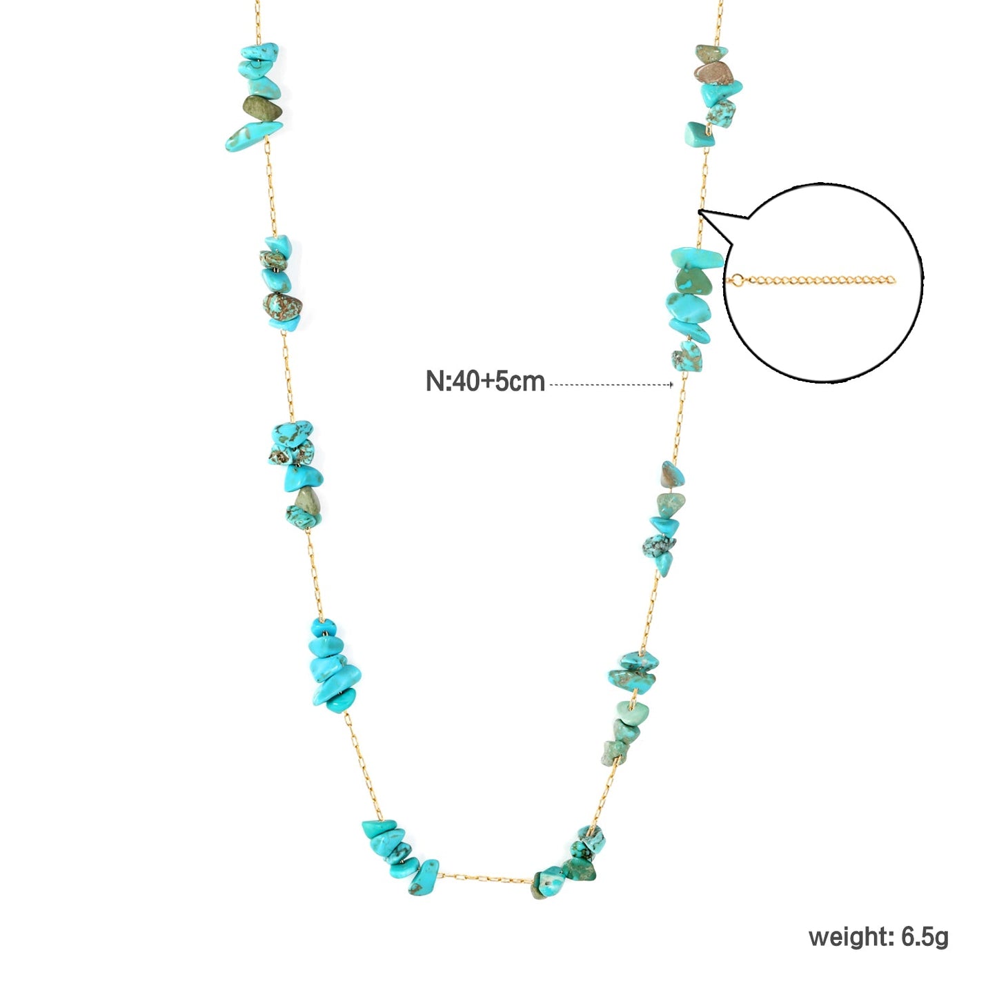 White/blue turquoise/purple/pink crystal/mixed color accessories 0.3 elongated chain *40+5cm+6mm round plate necklace gold color