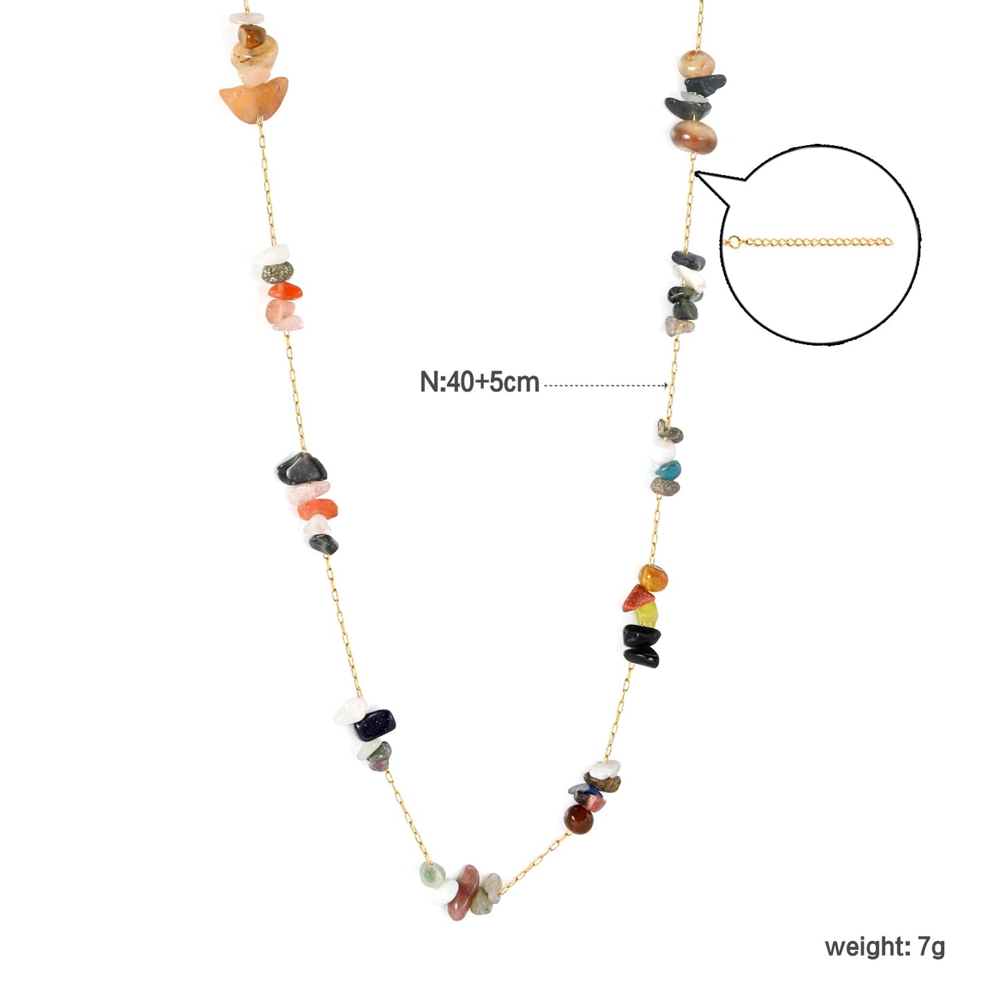 White/blue turquoise/purple/pink crystal/mixed color accessories 0.3 elongated chain *40+5cm+6mm round plate necklace gold color