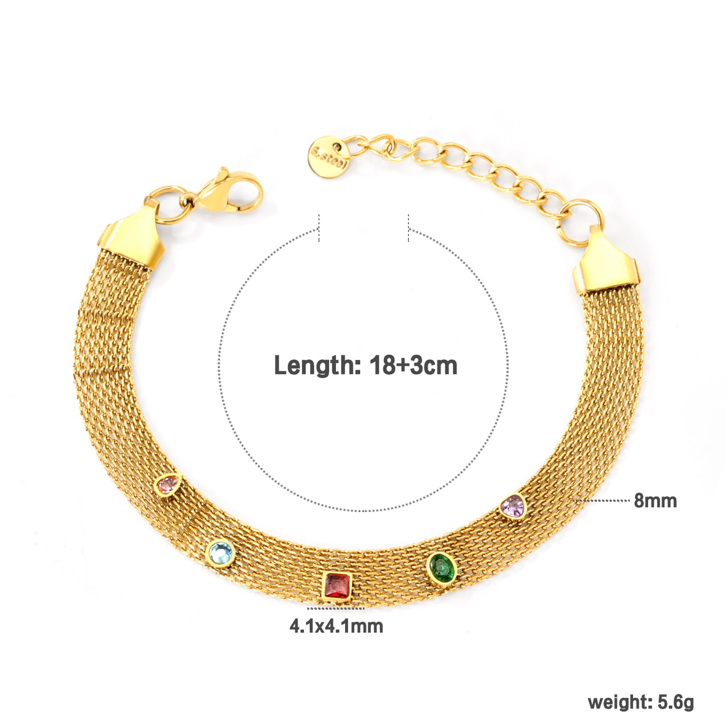 18K Gold Plated Stainless Steel Fashion Waterproof Jewelry Bracelets for Women