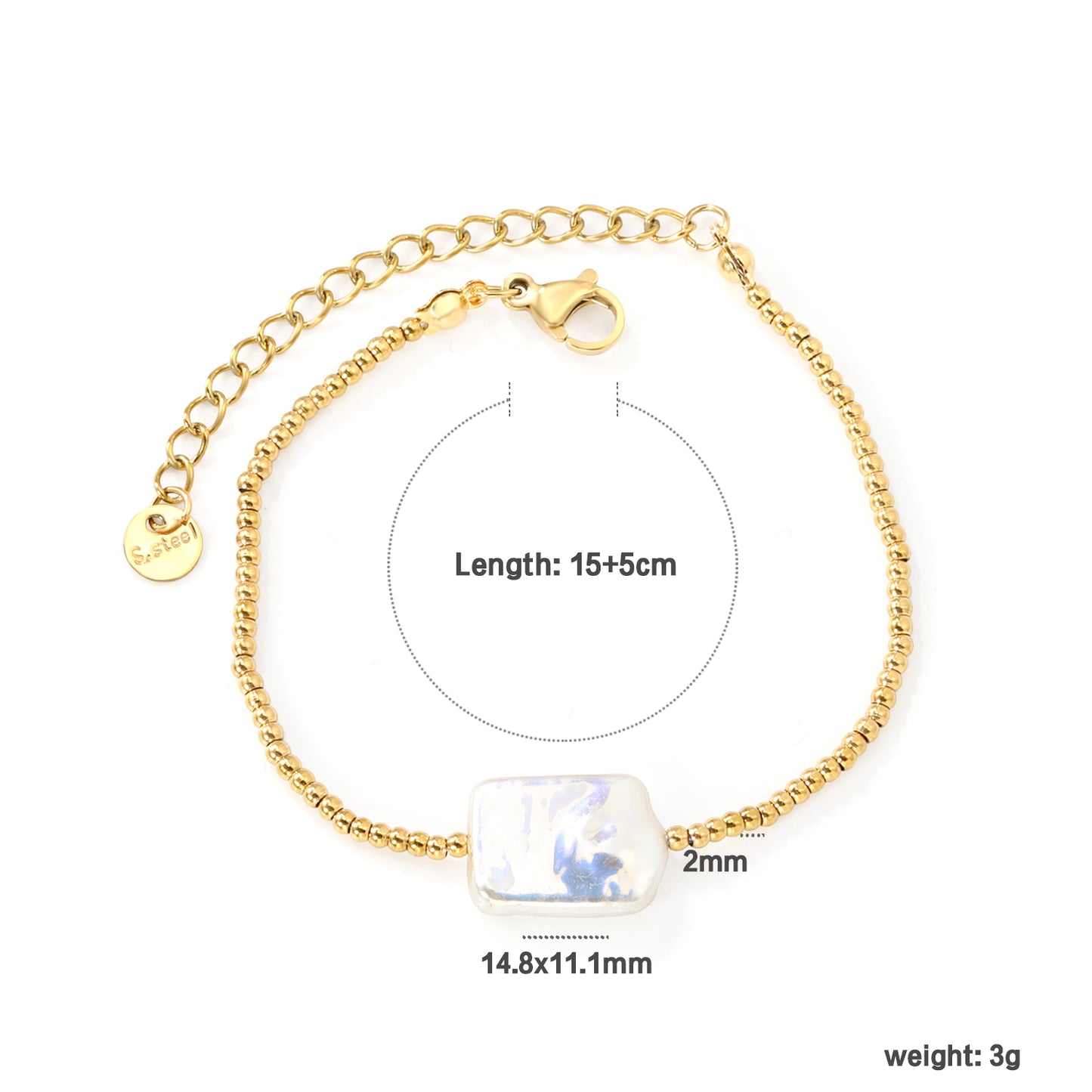 18K Gold Plated Stainless Steel Fashion Waterproof Jewelry Bracelets for Women