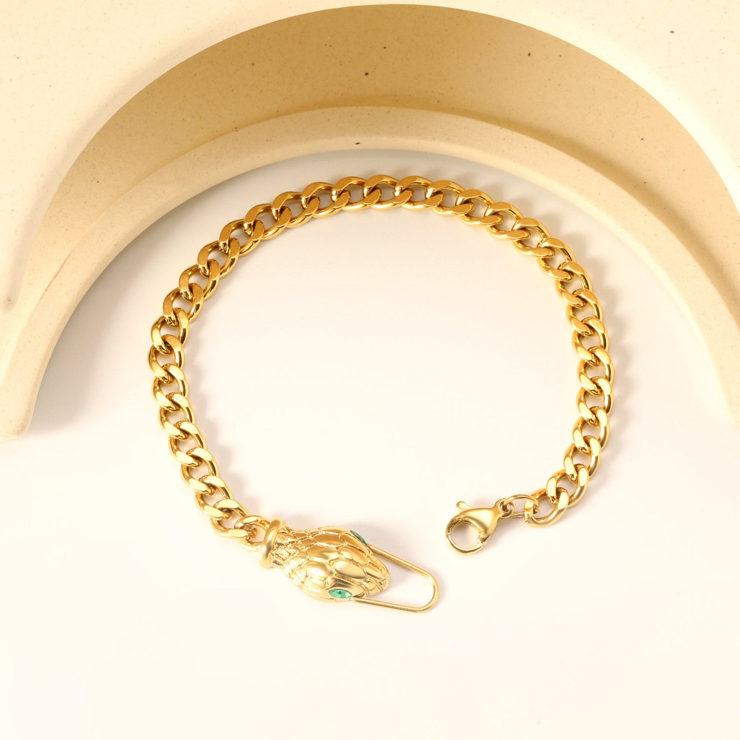 10*17.2mm Snake Head Sticky Emerald Zirconium Fittings 18cm Bracelet Gold Color