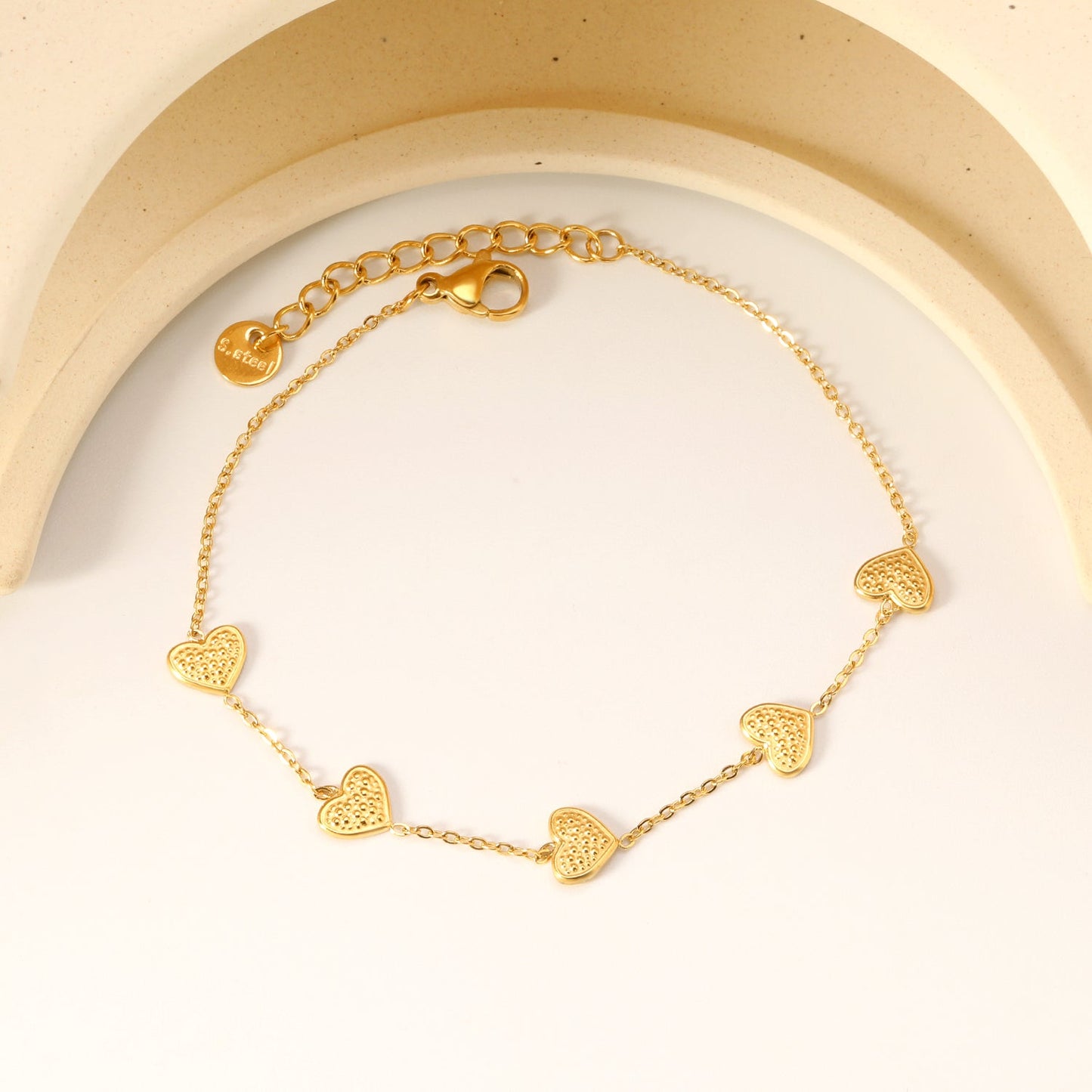 6.3*5.5mm heart-shaped black/purple/red/pink/dark blue oil-dripping accessories 0.3 cross chain *18+3cm+6mm round sign bracelet gold color