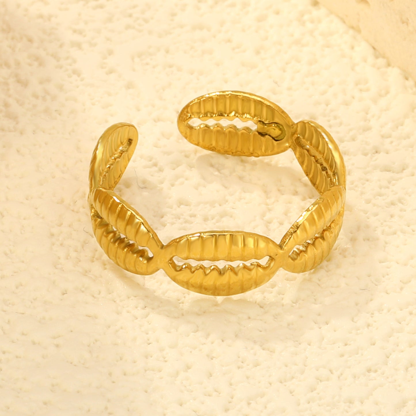 5.9mm Stainless Steel Rings Adjustable Do Not Fade Shell Opening Gold for Women Jewelry