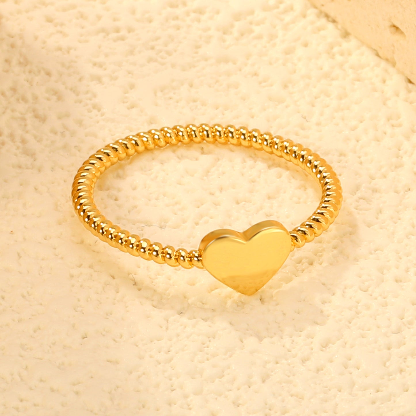 5.5mm Stainless Steel Gold Mini Heart Ring Casting Rope Wire Band Top Flat Plain