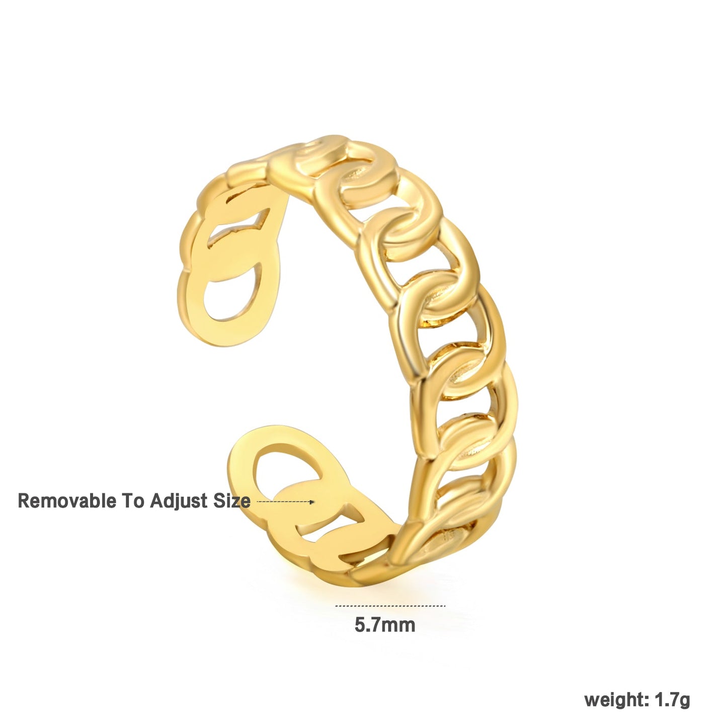 New Stainless Steel Open Mouth Ring with Multiple Circles in a Hollow Setting