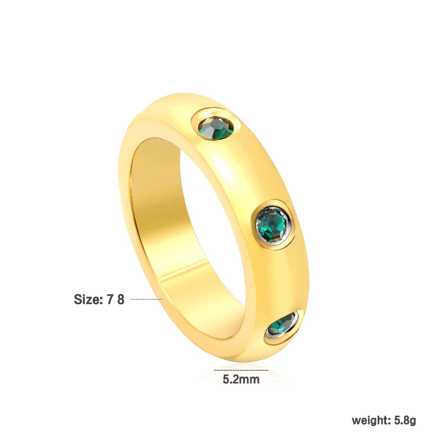 Solitaire Ring & Three Small Green Diamonds