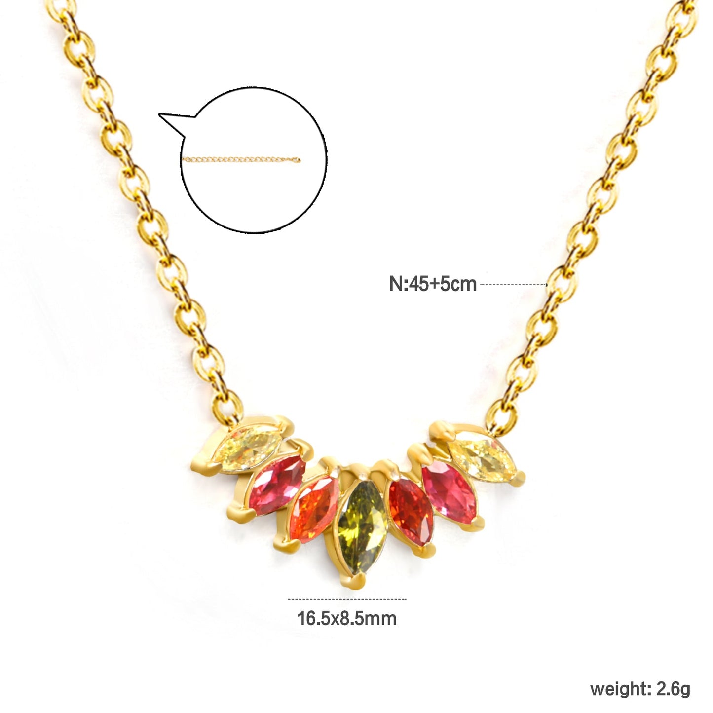 16.5*8.5mm size diamond with white zirconium/gradual blue zirconium+white zirconium/mixed color zirconium pendant necklace 0.35 cross 45+5cm+6mm round plaque gold color