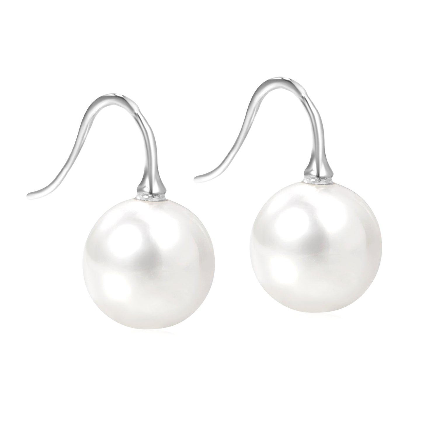 White Pearl Golden Earrings 14mm