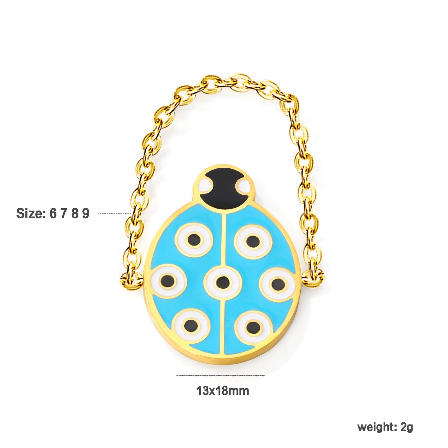 13*18mm Oval Beetle with Blue Drip soft ring Gold color