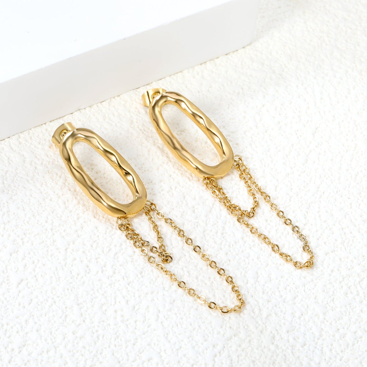 13*25.5mm oval circle with matching chain 39mm earrings