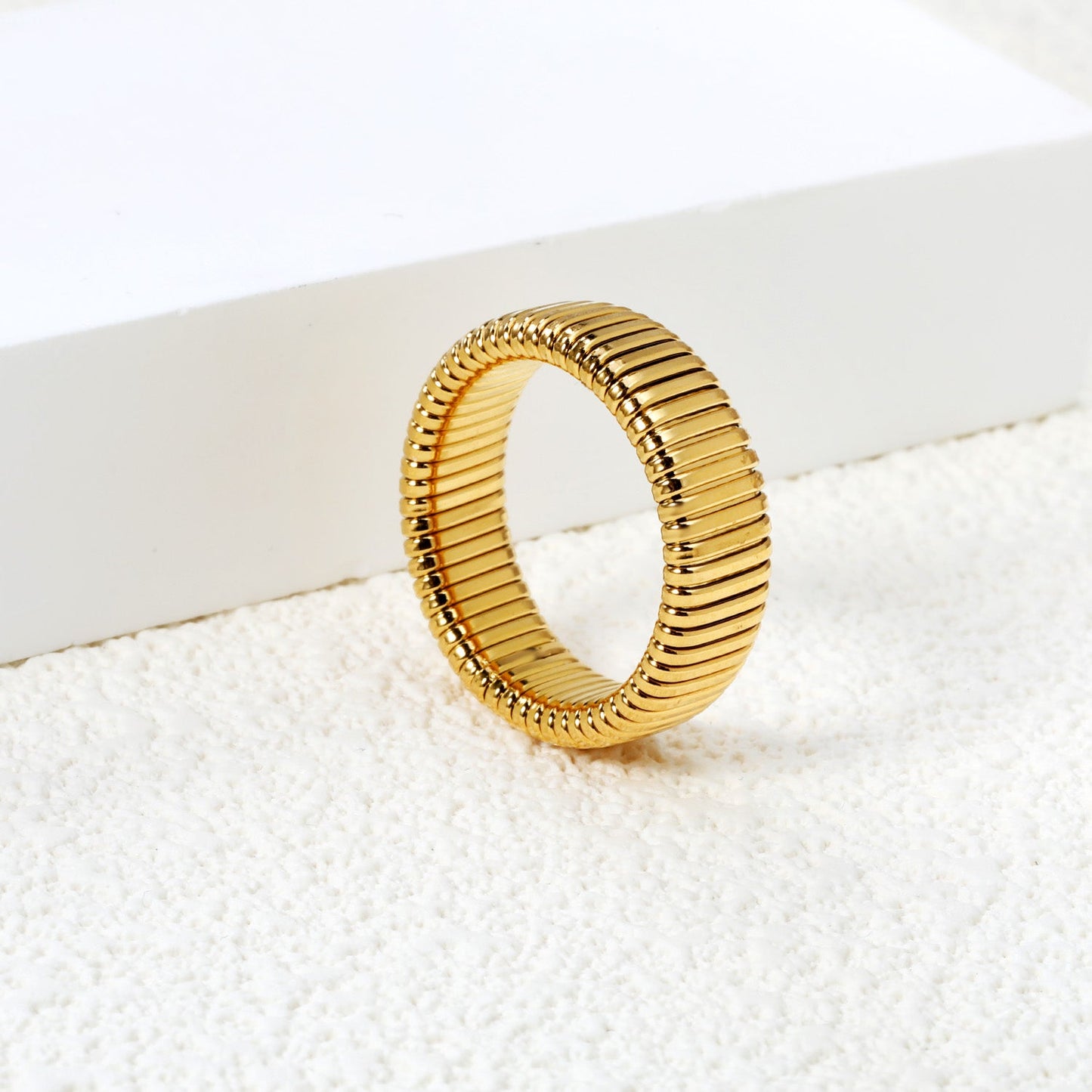 Wholesale 7mm Stainless Steel Gold Color Ring
